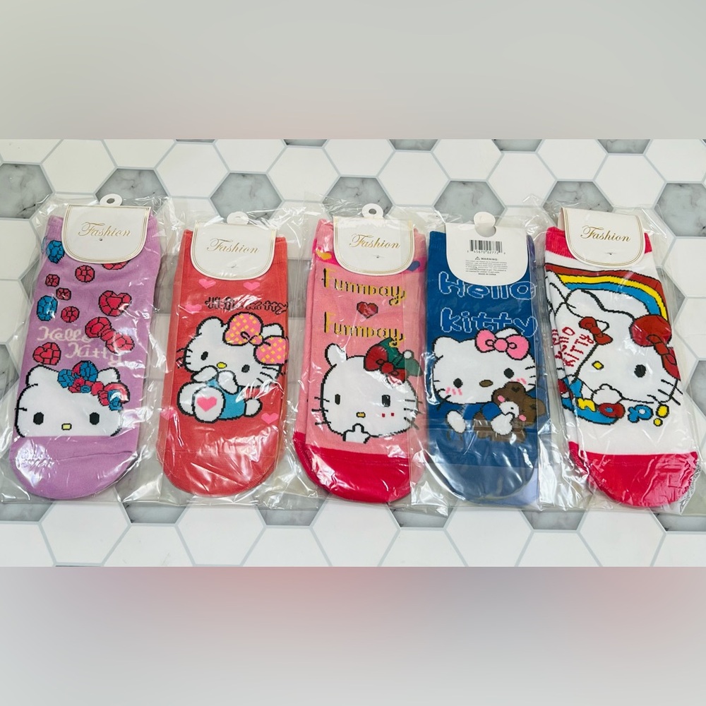 Kitty Ankle Socks 5 Pairs